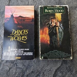 Kevin Costner Classic Movie VHS Set- Dances with Wolves and Robin Hood VHS Tapes